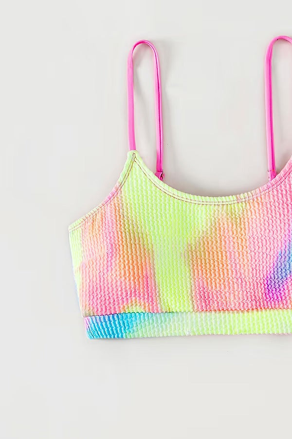 Textured tie-dye scoop neck bikini with high waist