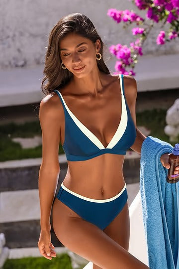 Standard-Rise Colorblock Bikini with Classic Coverage