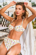Full Set Floral sweetheart neck bikini with underwire and high-waisted bottoms