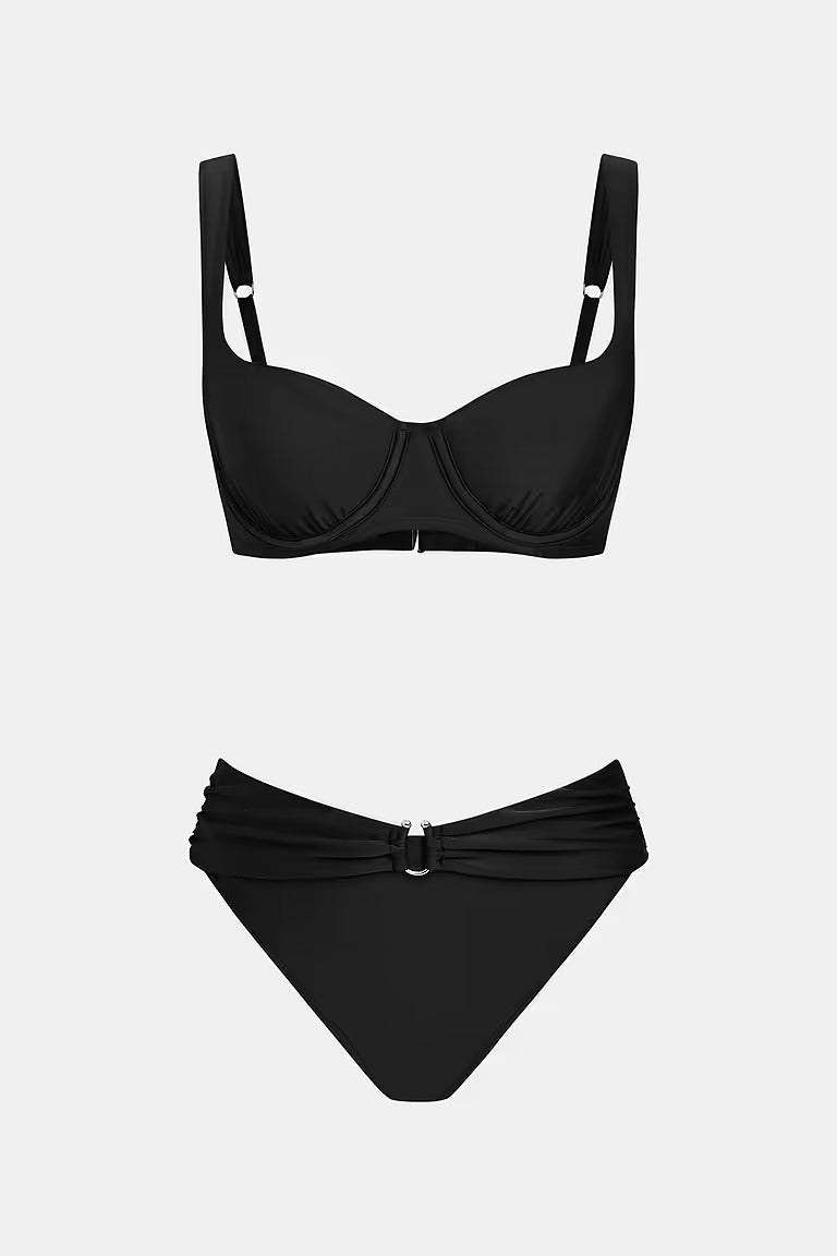 Sweetheart neck bikini with high-cut bottoms