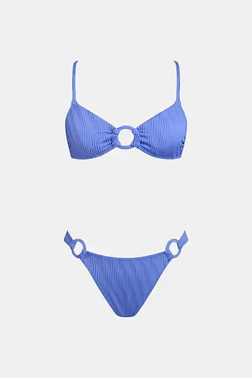 Periwinkle bikini with scoop neck and criss-cross back