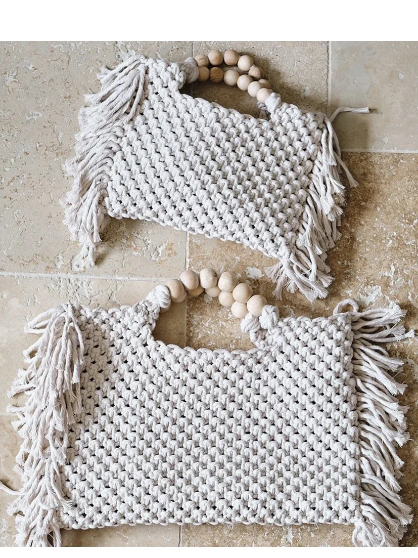 White Crochet Bag with Fringes