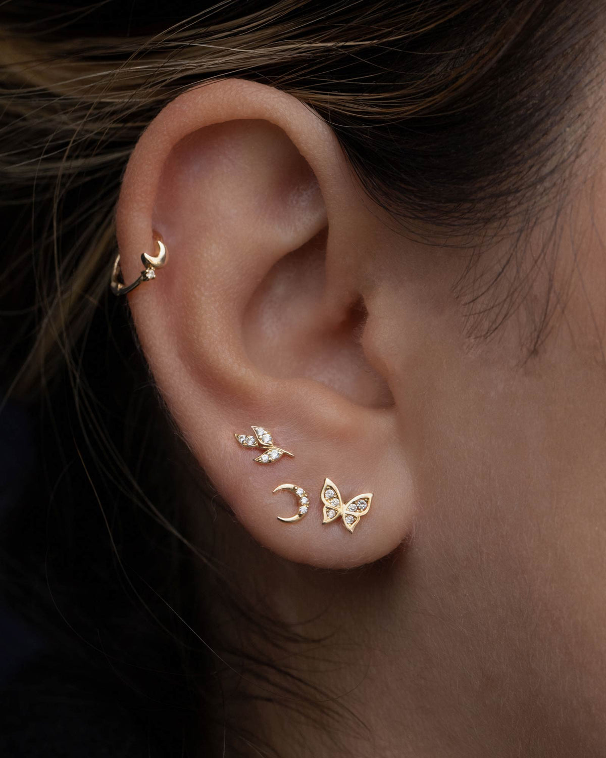 Moon CZ Stud