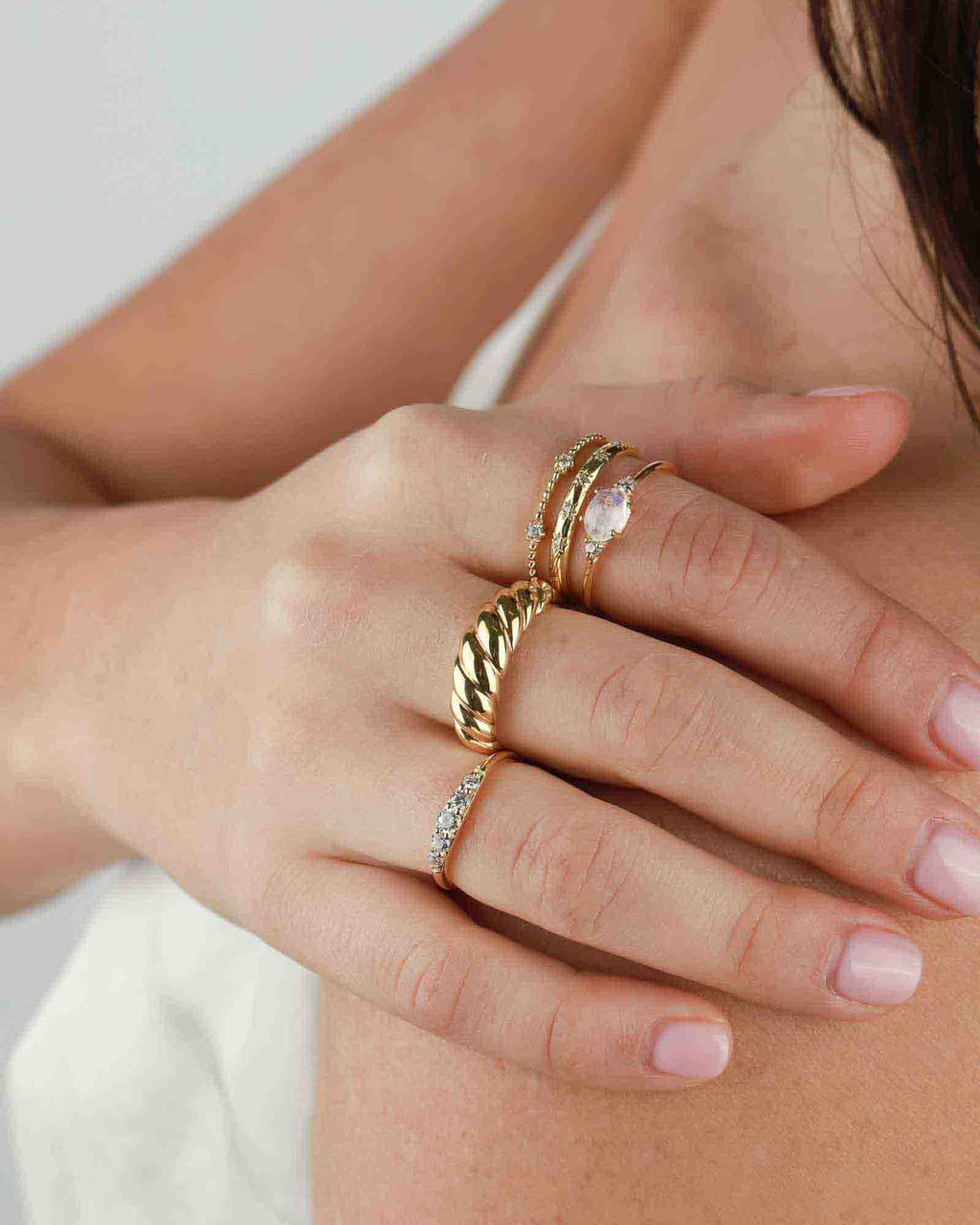 Oval Stone + CZ Ring