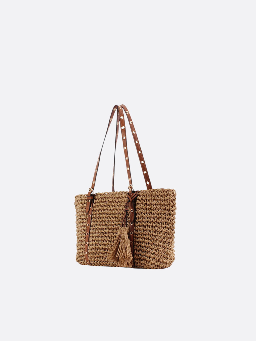 straw and leather tote basket