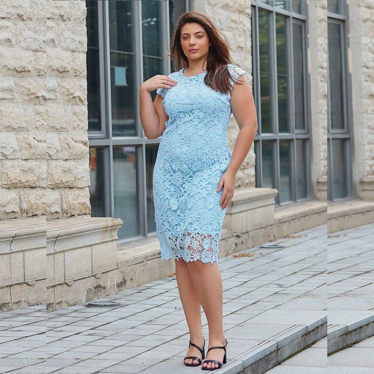 The Punk Edge | Women's Lace Hollow Bodycon Pencil Midi Dress