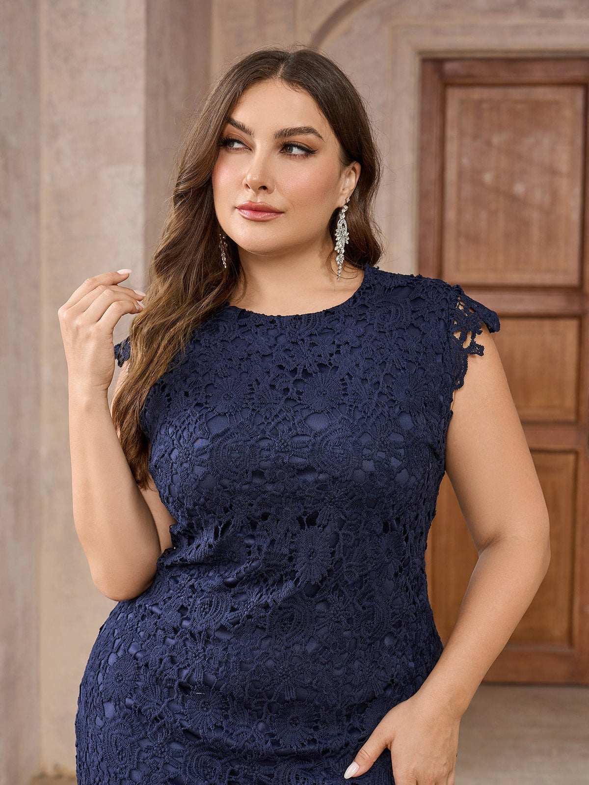 The Punk Edge | Women's Lace Hollow Bodycon Pencil Midi Dress