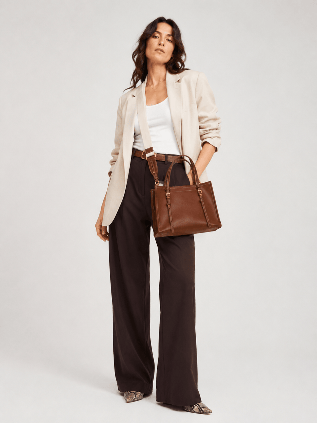 Small leather tote bag
