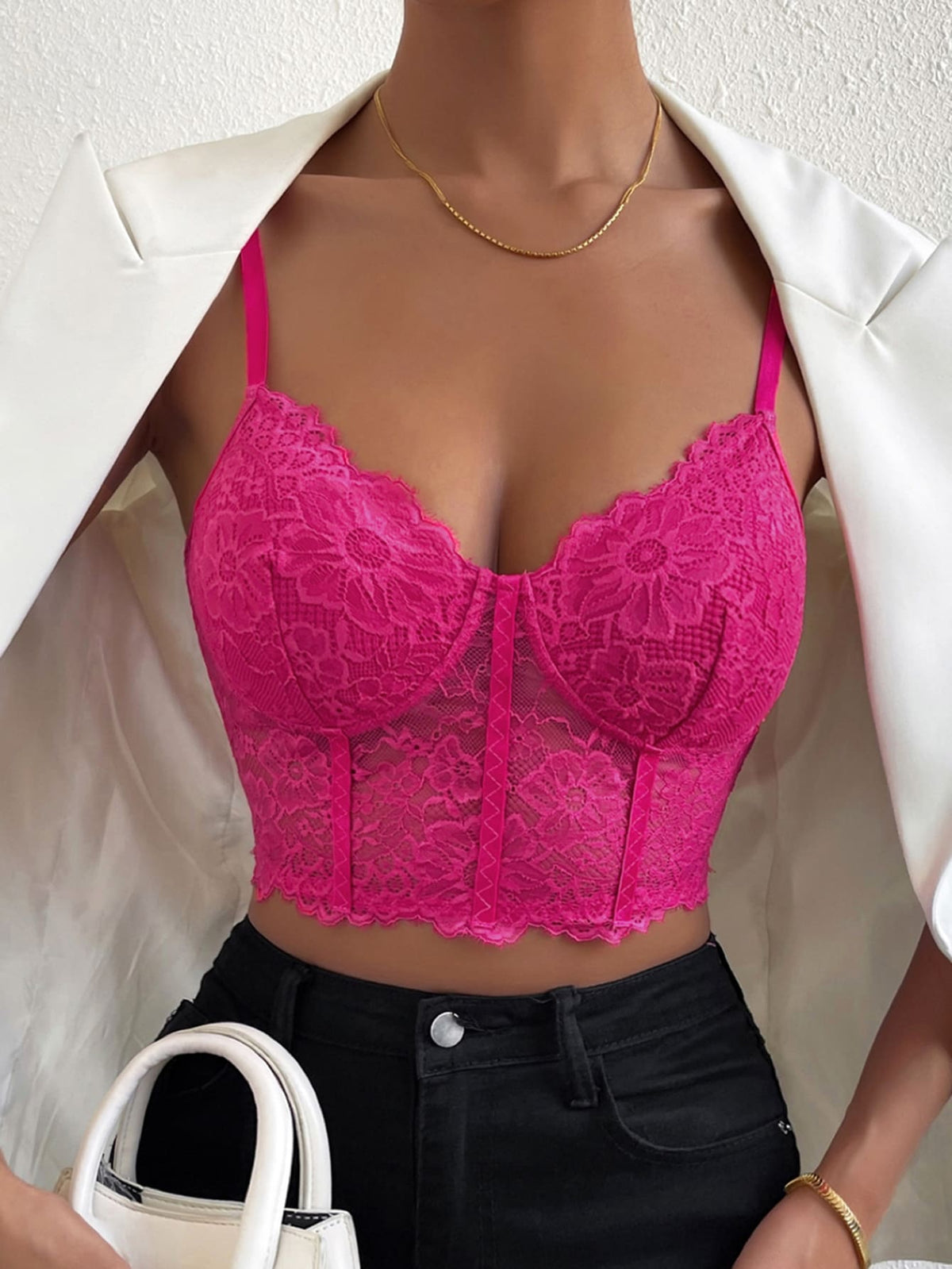Priv√© Lace Bustier Crop Cami Top