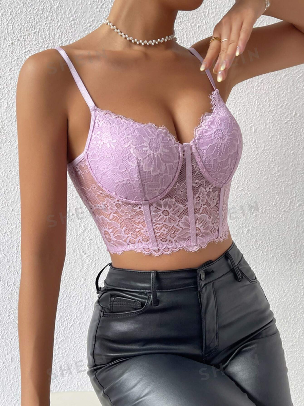 Priv√© Lace Bustier Crop Cami Top