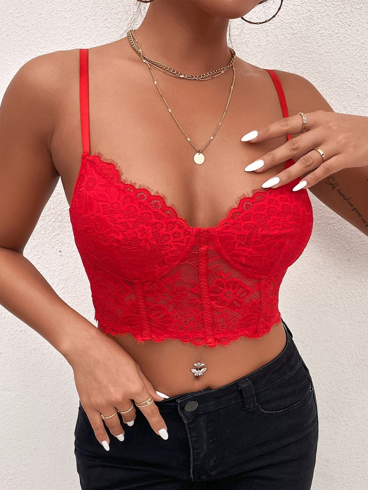 Priv√© Lace Bustier Crop Cami Top