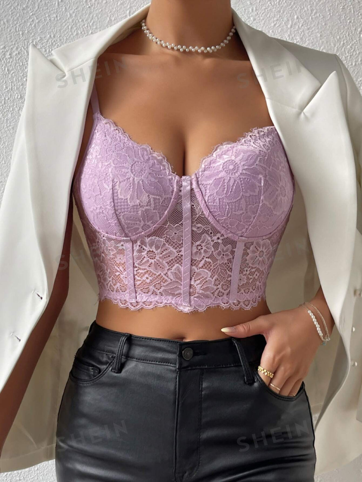 Priv√© Lace Bustier Crop Cami Top
