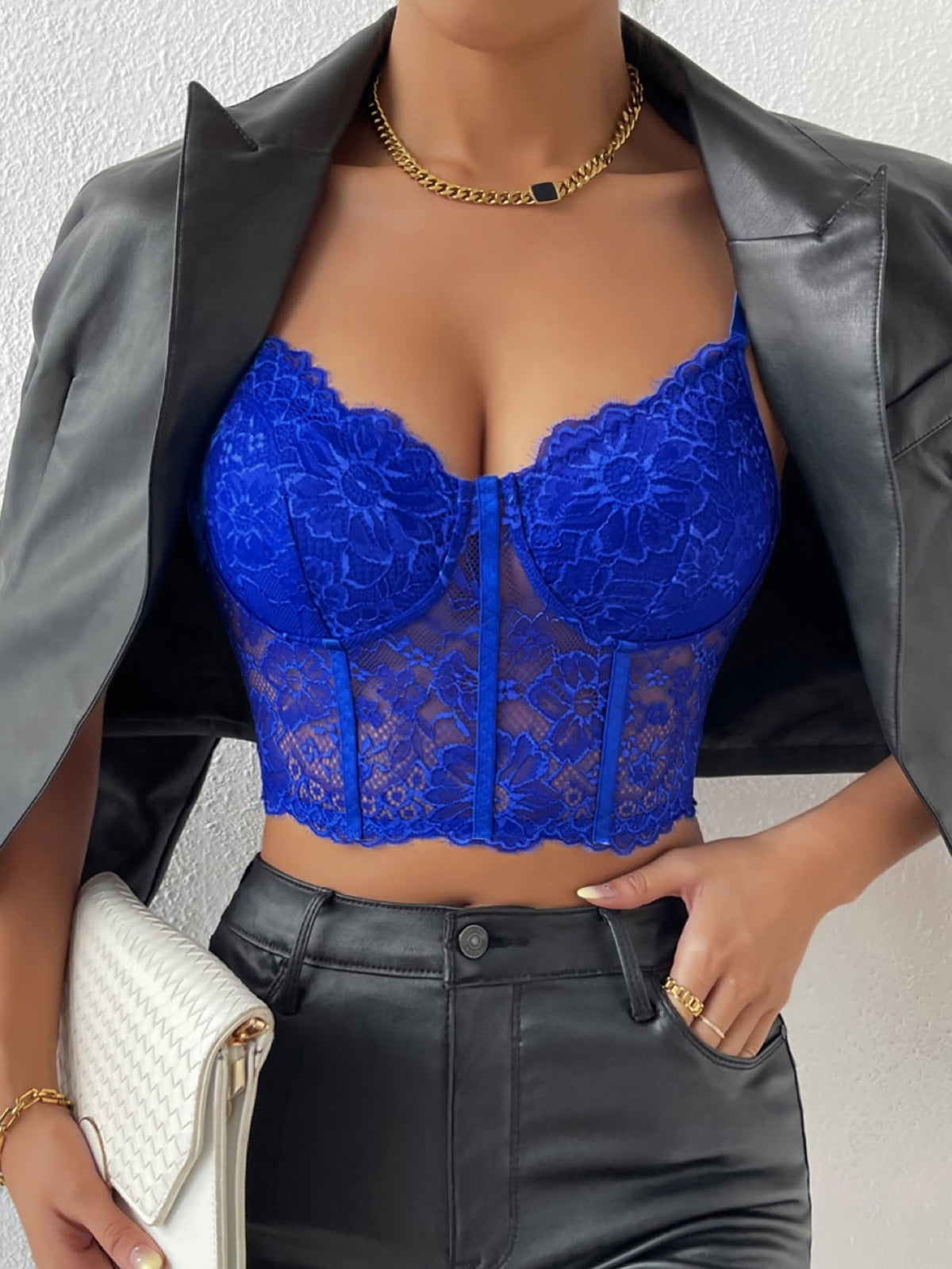 Priv√© Lace Bustier Crop Cami Top