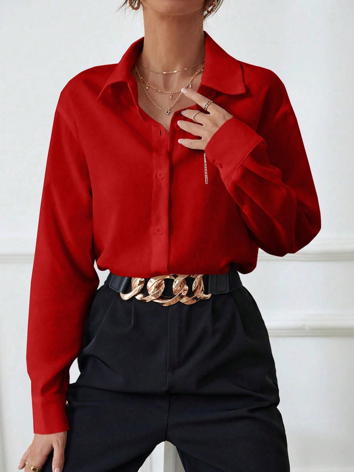 Priv√© Solid Button Front Shirt