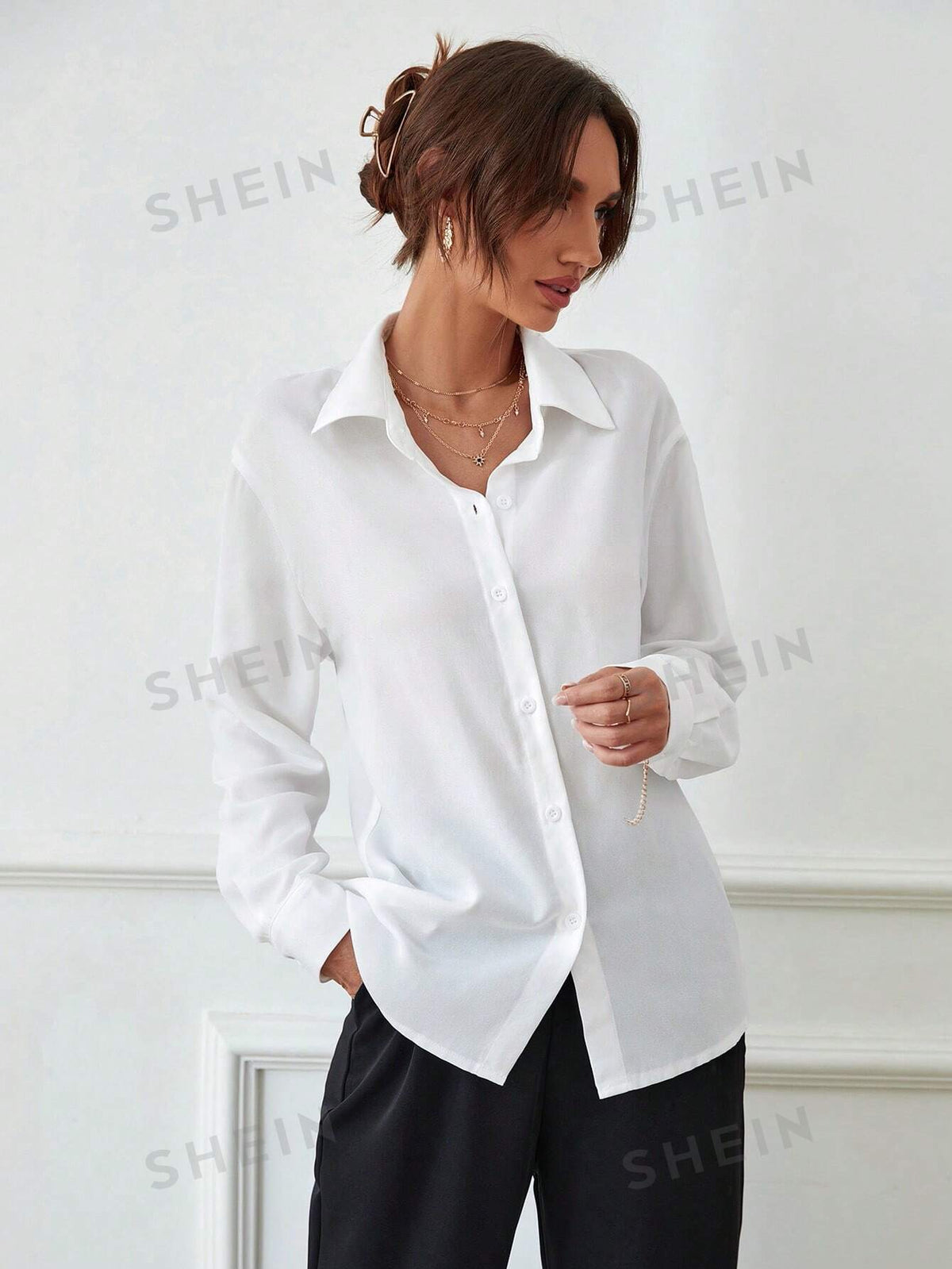 Priv√© Solid Button Front Shirt