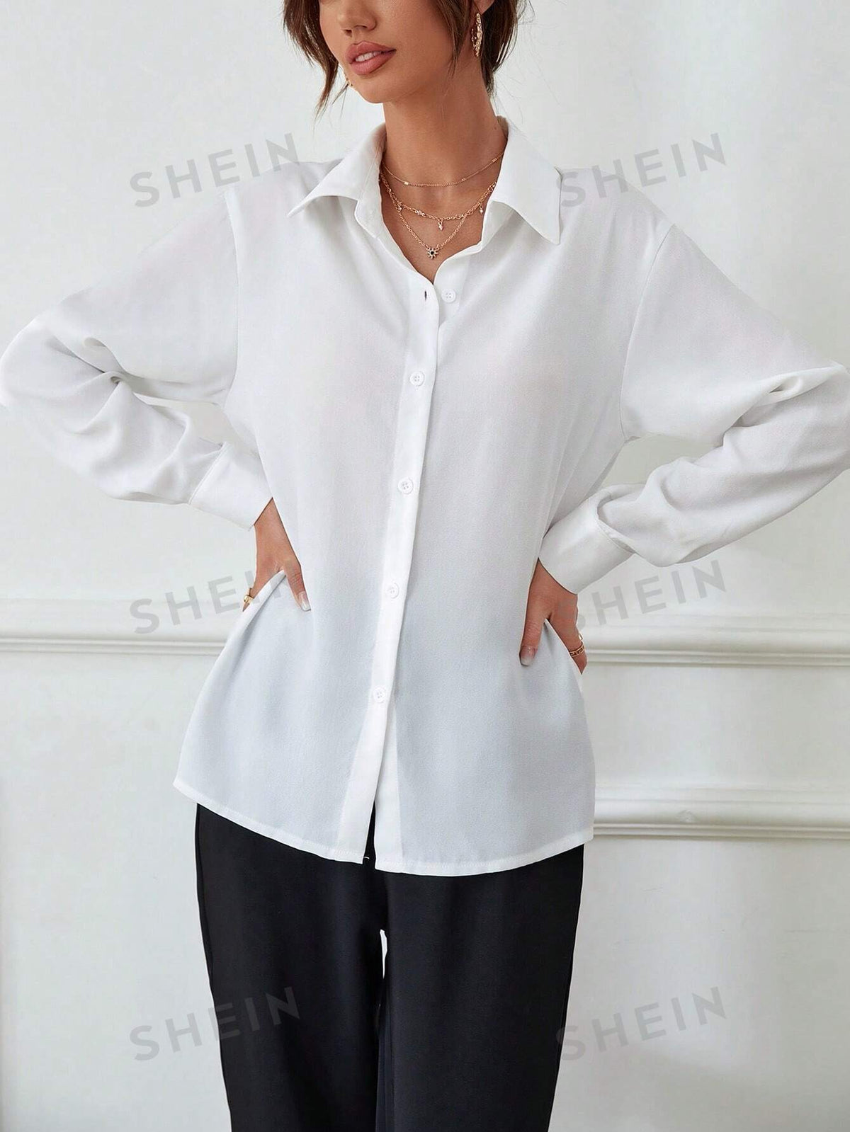 Priv√© Solid Button Front Shirt