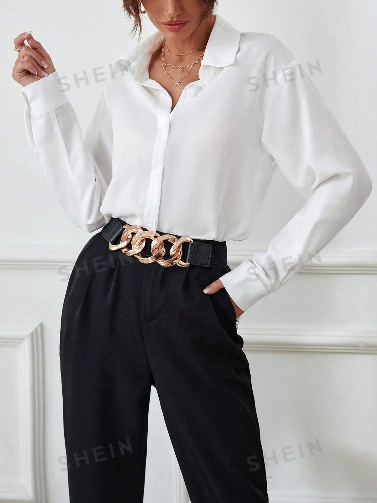 Priv√© Solid Button Front Shirt