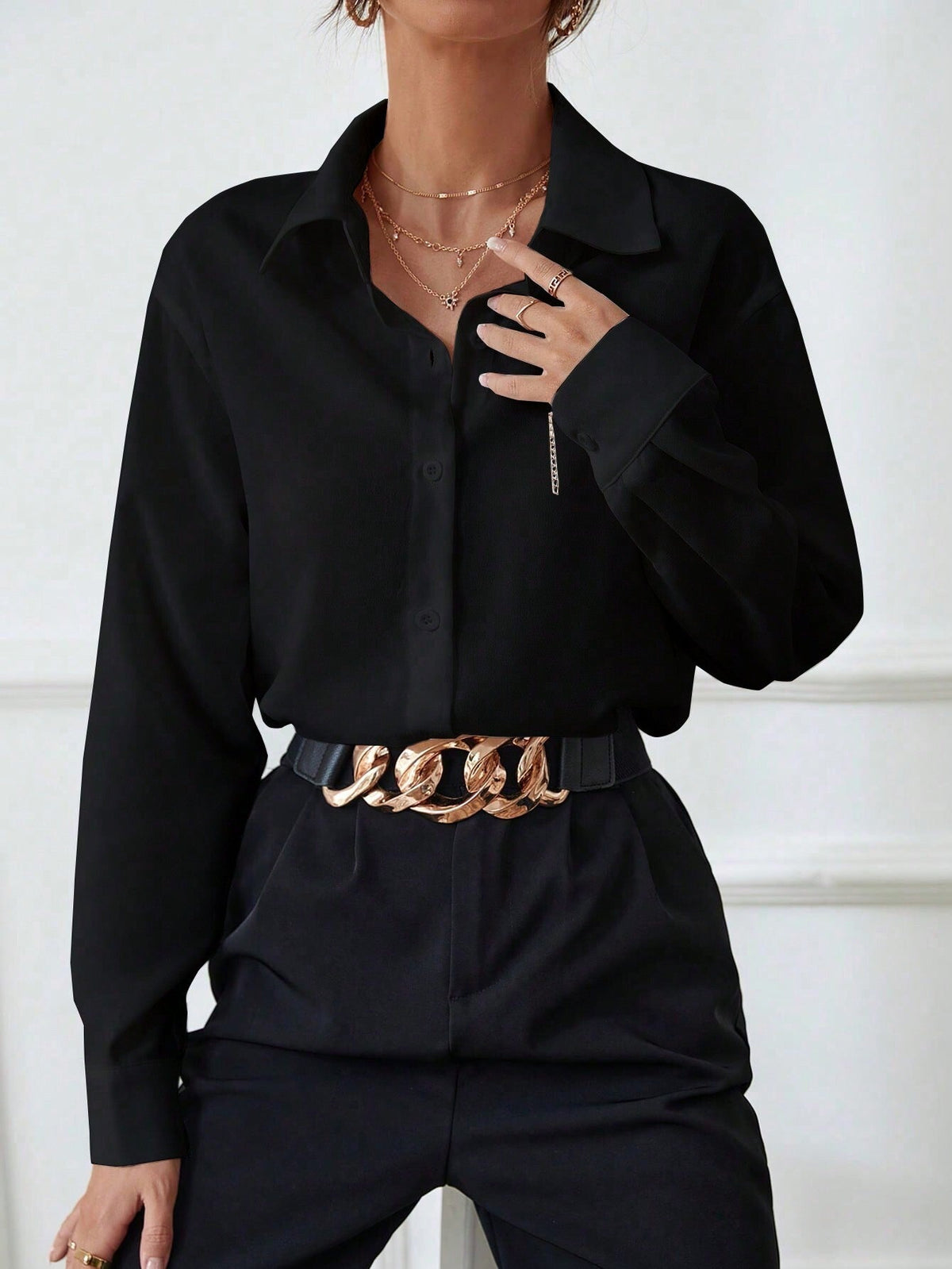 Priv√© Solid Button Front Shirt