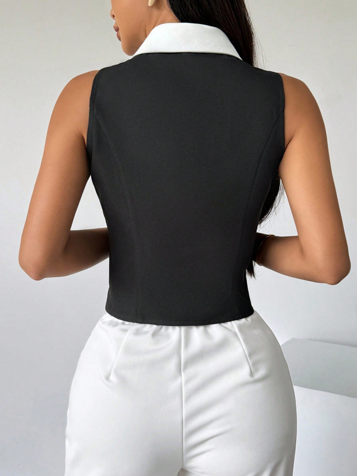 Priv√© Women's Color Block Sleeveless Shirt With Front Button Closure,Work Women Shirts. Elegant Style For Summer.Old Money.Teacher Clothes.Business Casual Women.
