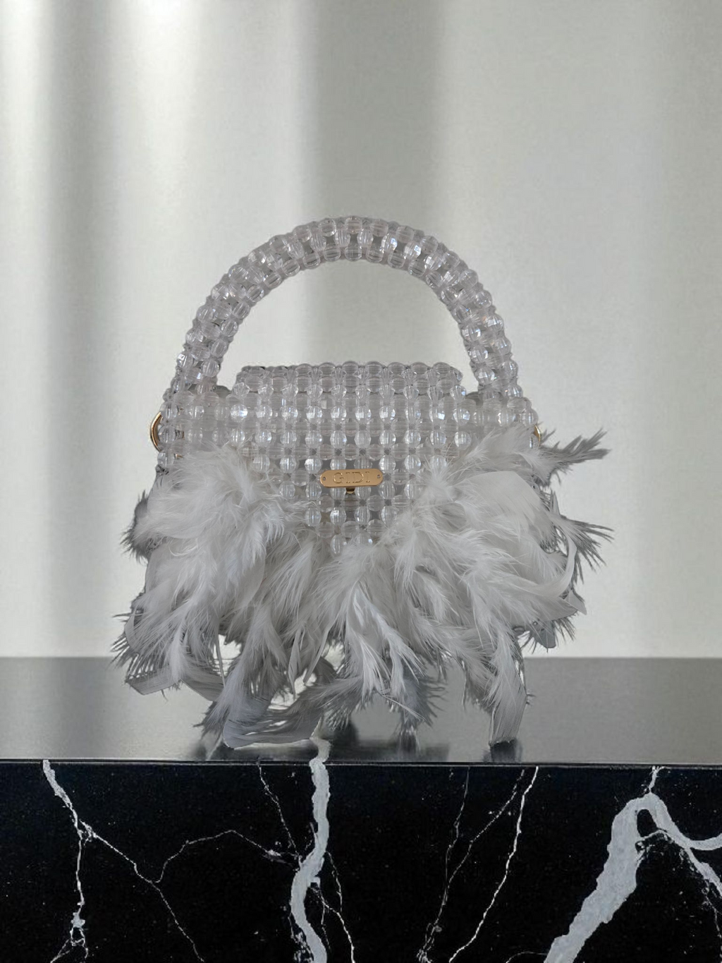 Gidi Vibes Beaded Feather Handbag – Luxury Statement Bag White