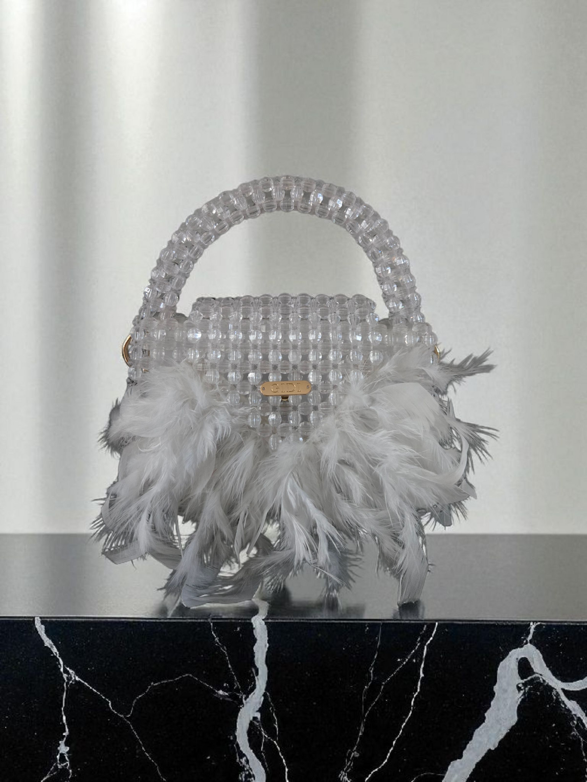 Gidi Vibes Beaded Feather Handbag – Luxury Statement Bag White