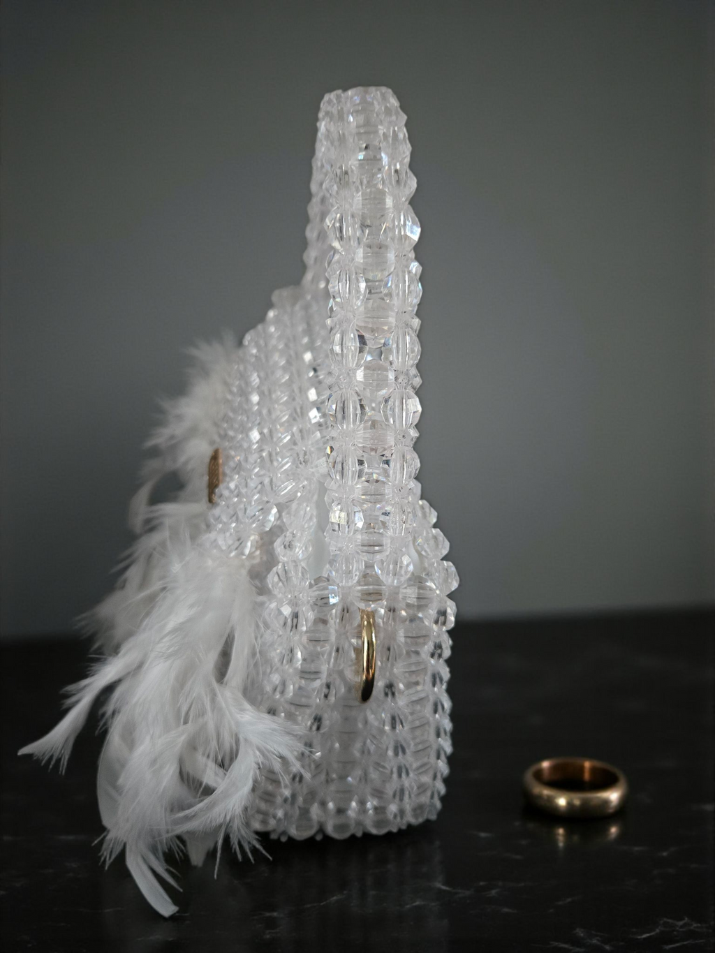 Gidi Vibes Beaded Feather Handbag – Luxury Statement Bag White