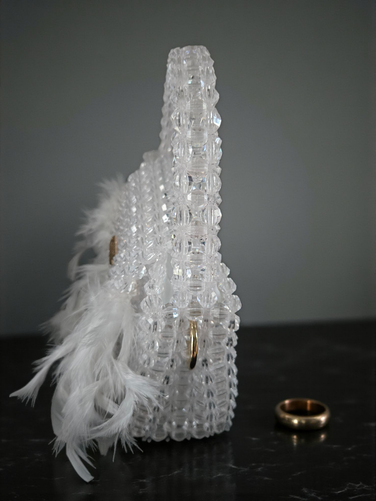 Gidi Vibes Beaded Feather Handbag – Luxury Statement Bag White