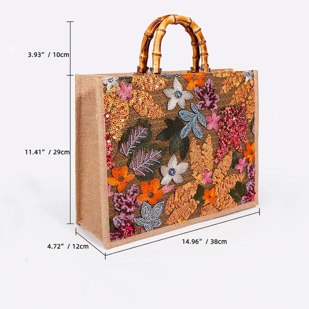 Boho Bloom Sequin Tote
