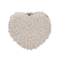 White Pearl Heart-Shaped Clutch – Elegant Bridal Handbag