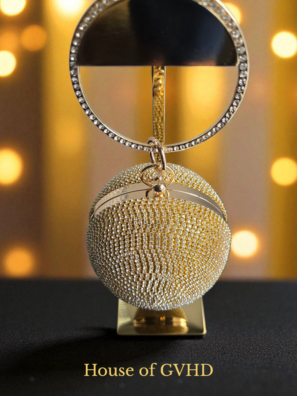 Galaxy Luxe Crystal Orb Clutch (Gold, Silver)