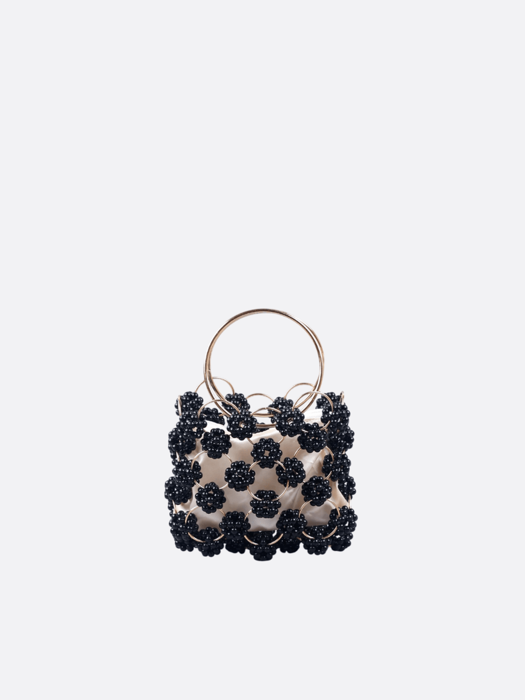 Evening handbag with black pearls