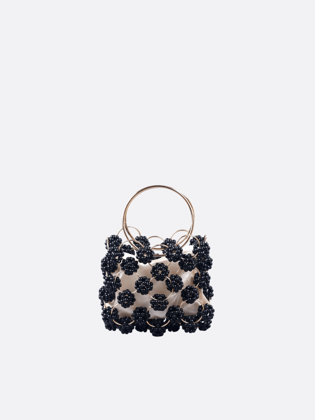 Evening handbag with black pearls
