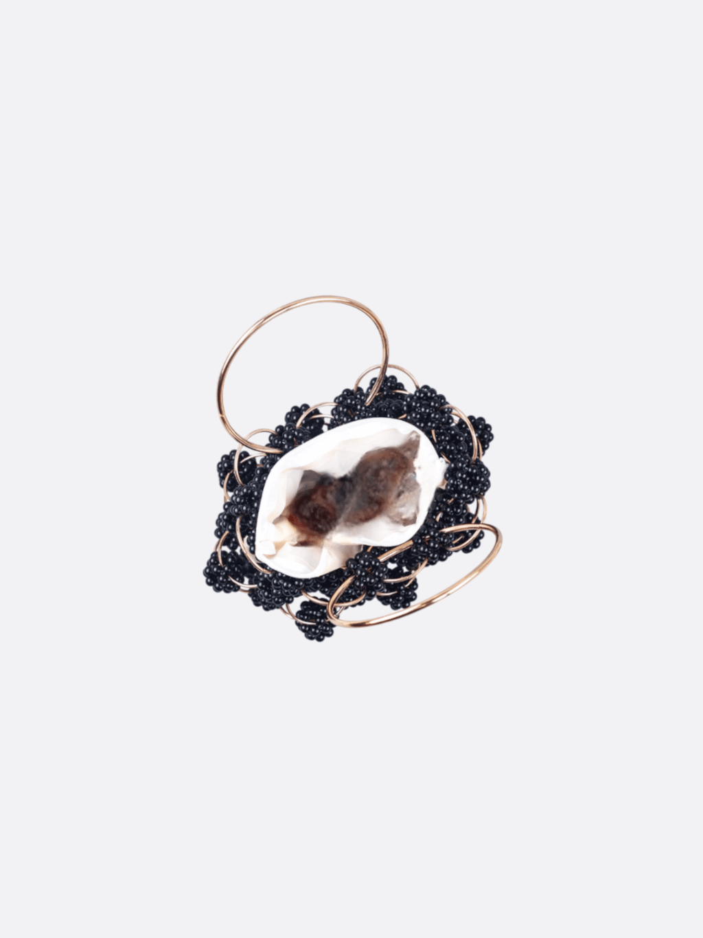 Evening handbag with black pearls