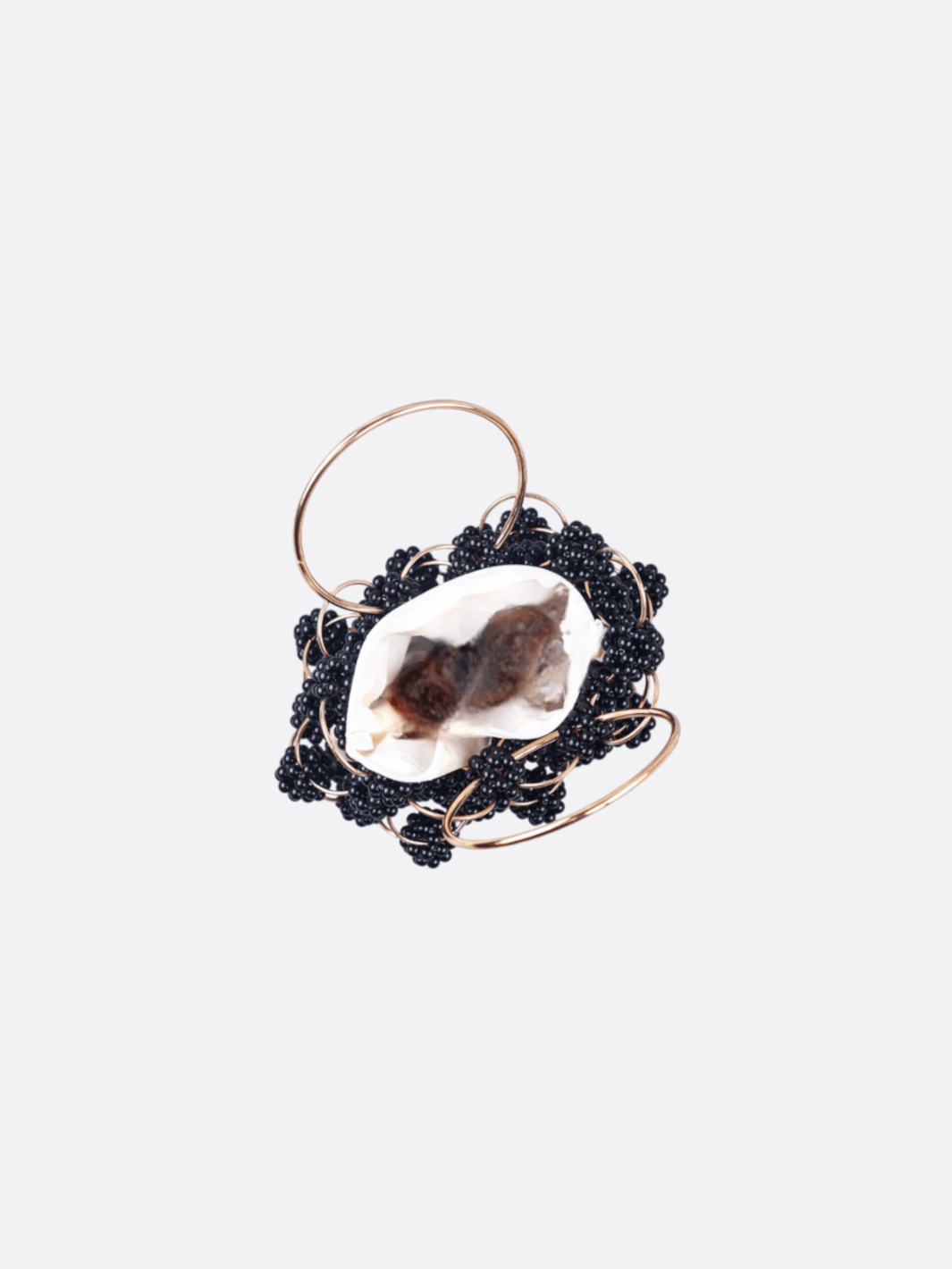 Evening handbag with black pearls