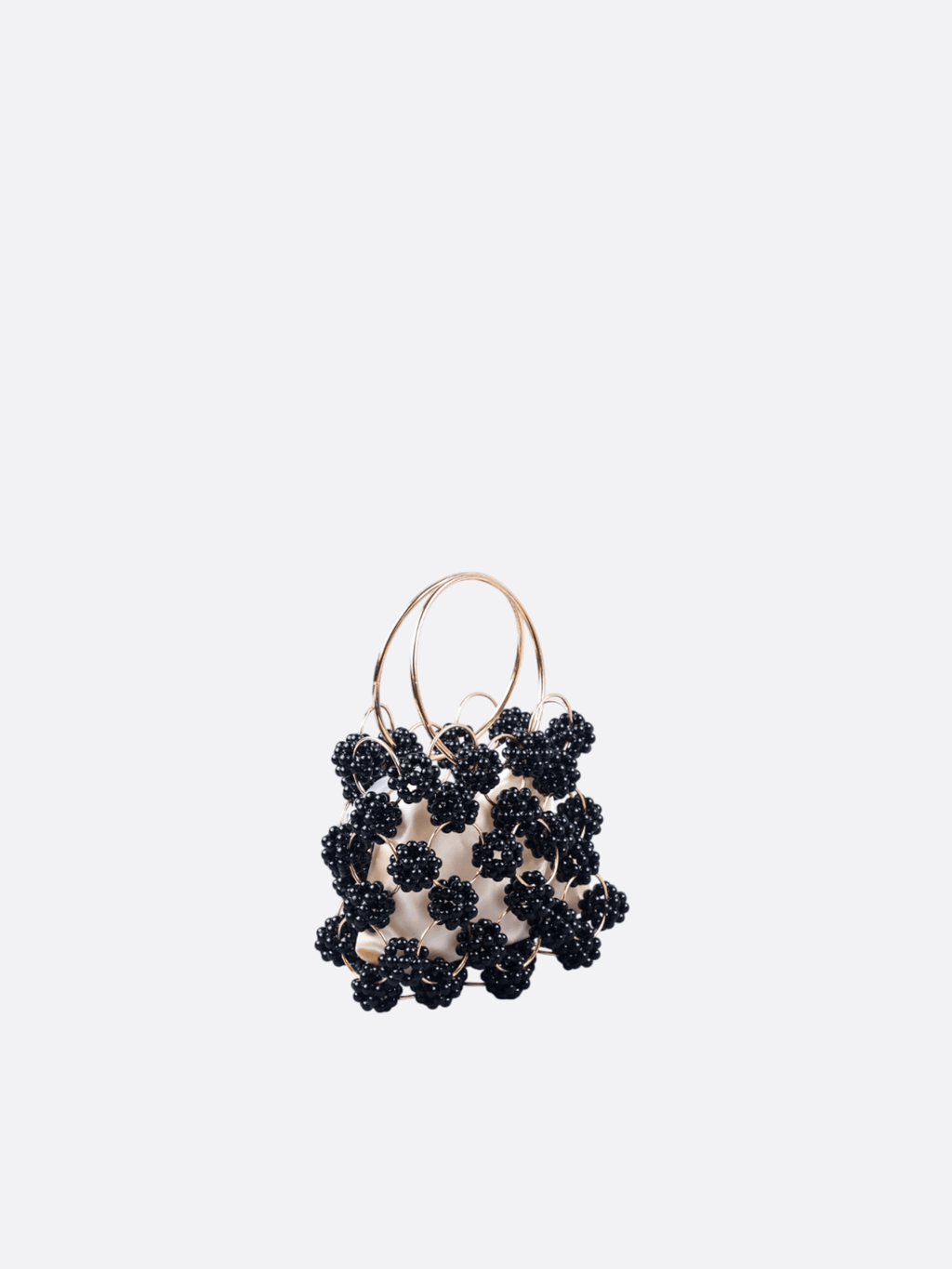 Evening handbag with black pearls