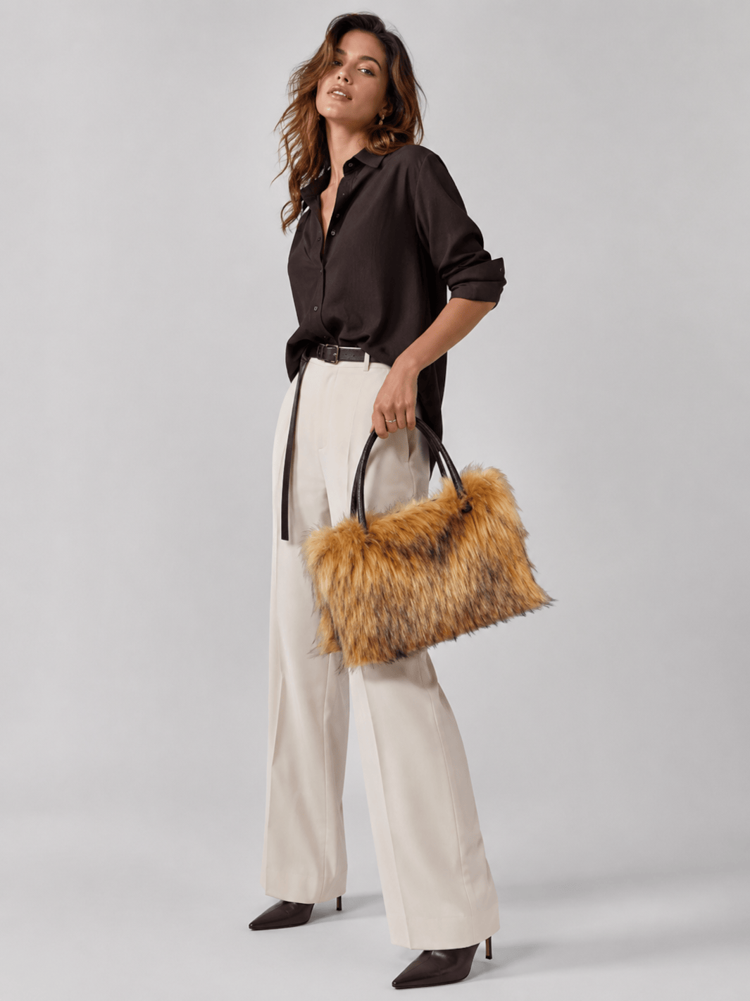 Faux fur handbag