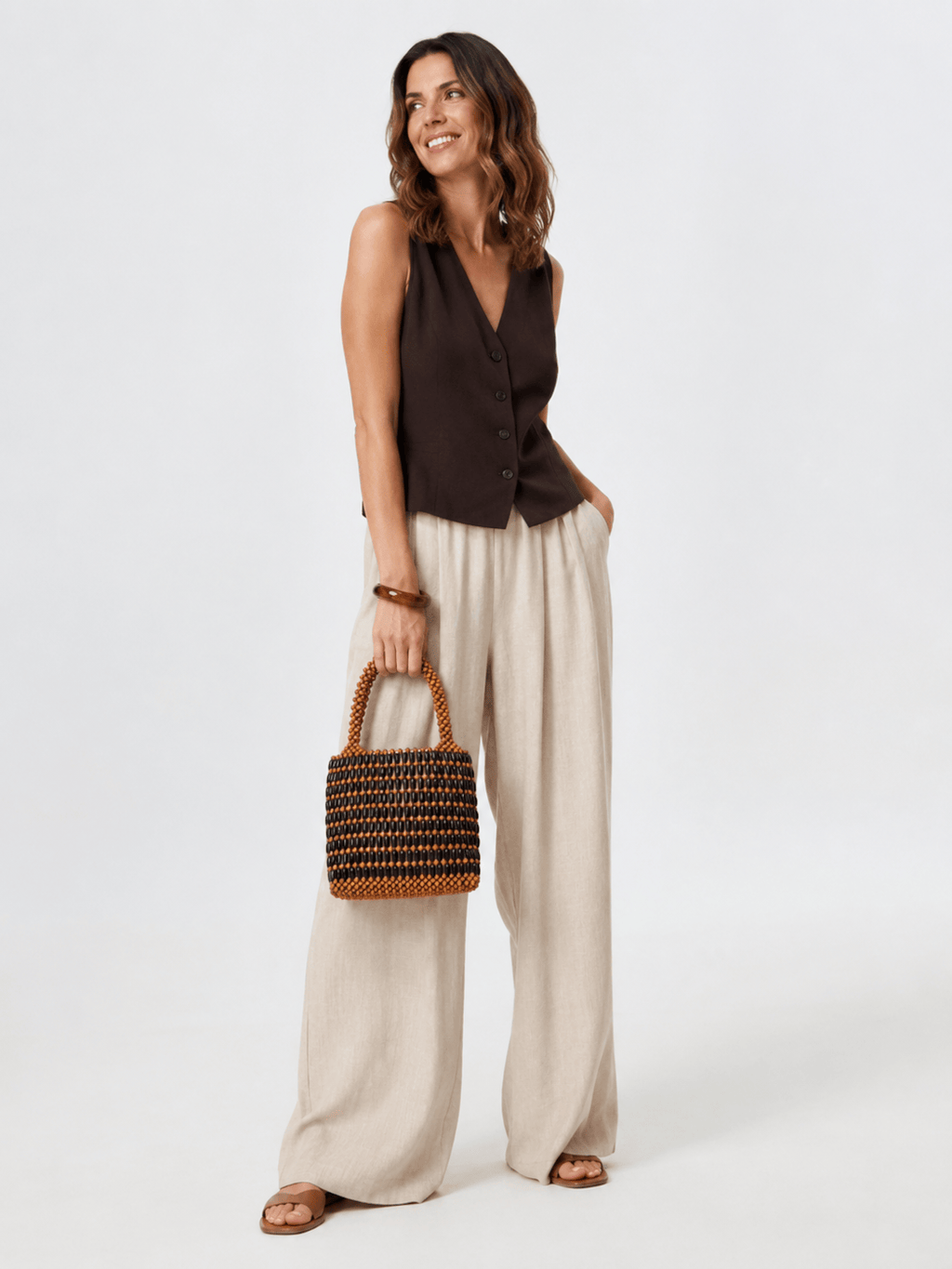 Wooden bead handbag