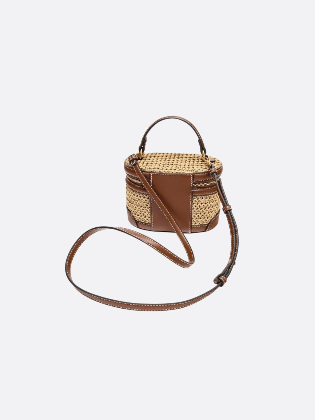 Straw and Leather Handbag