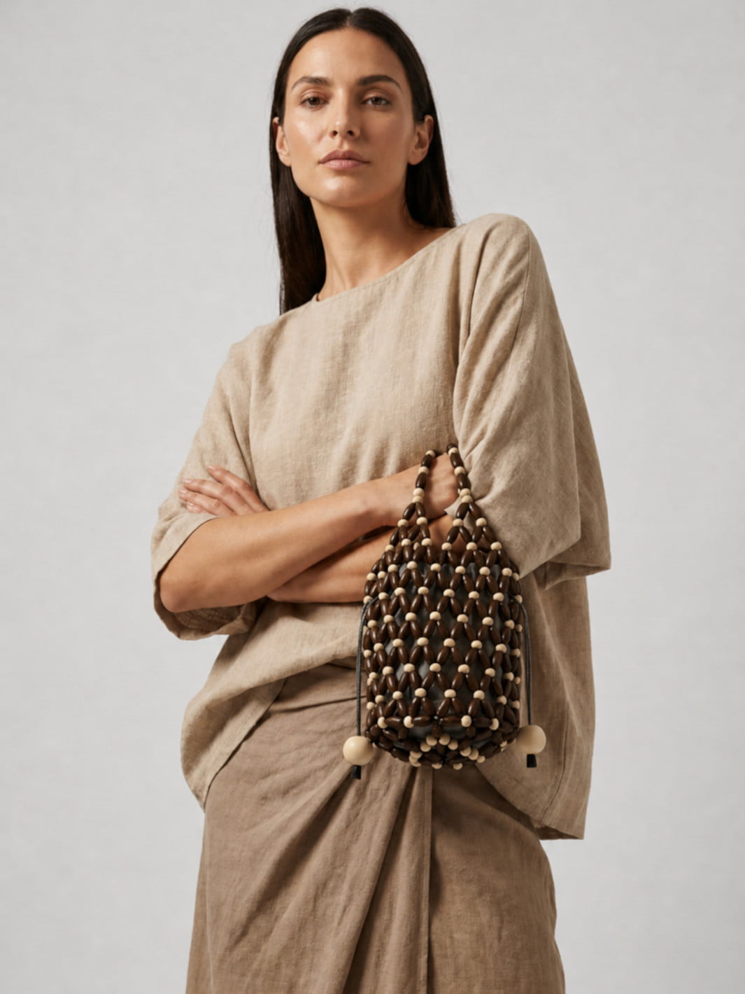 Wooden Bead Clutch Bag