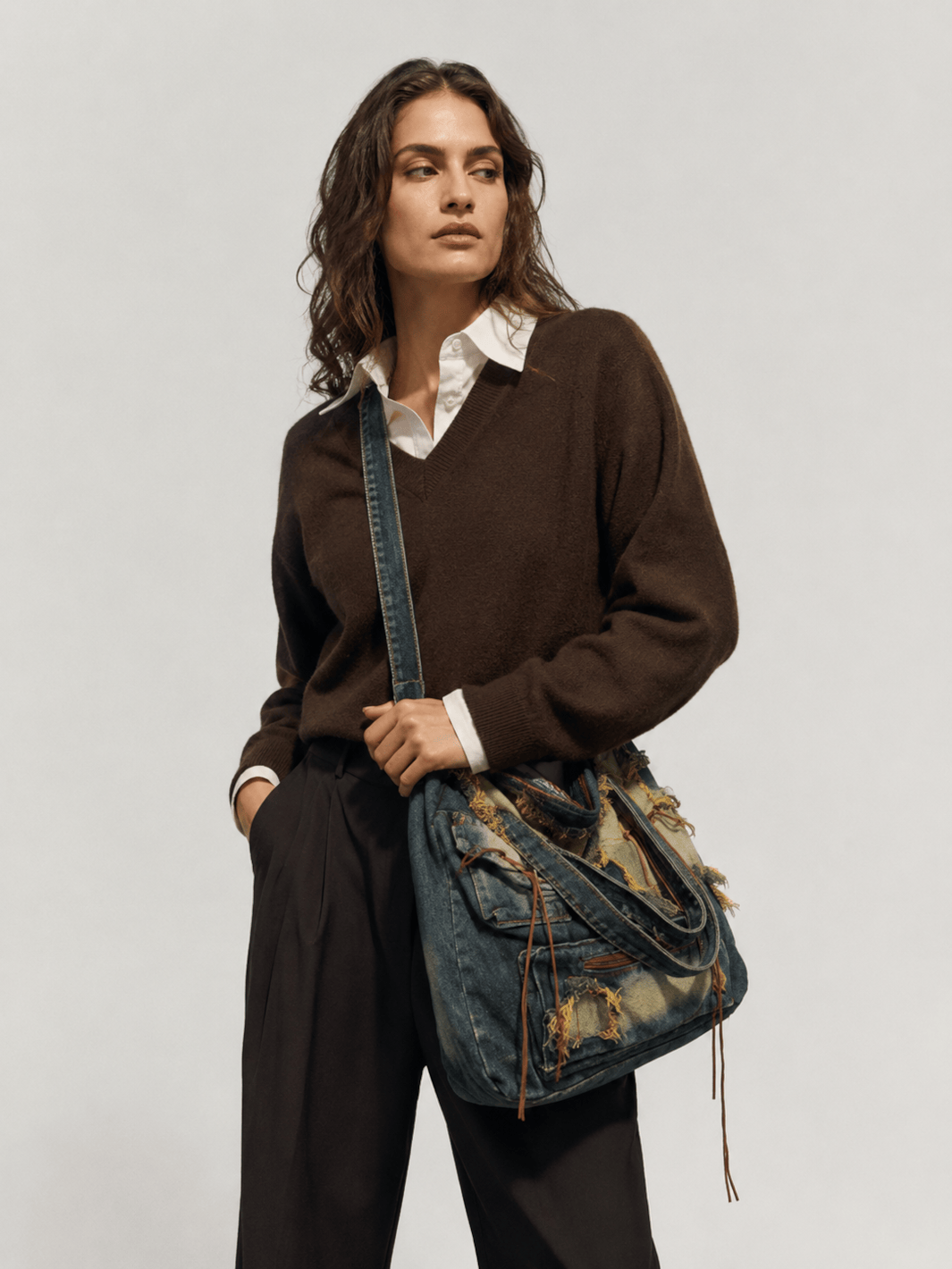 Denim messenger bag