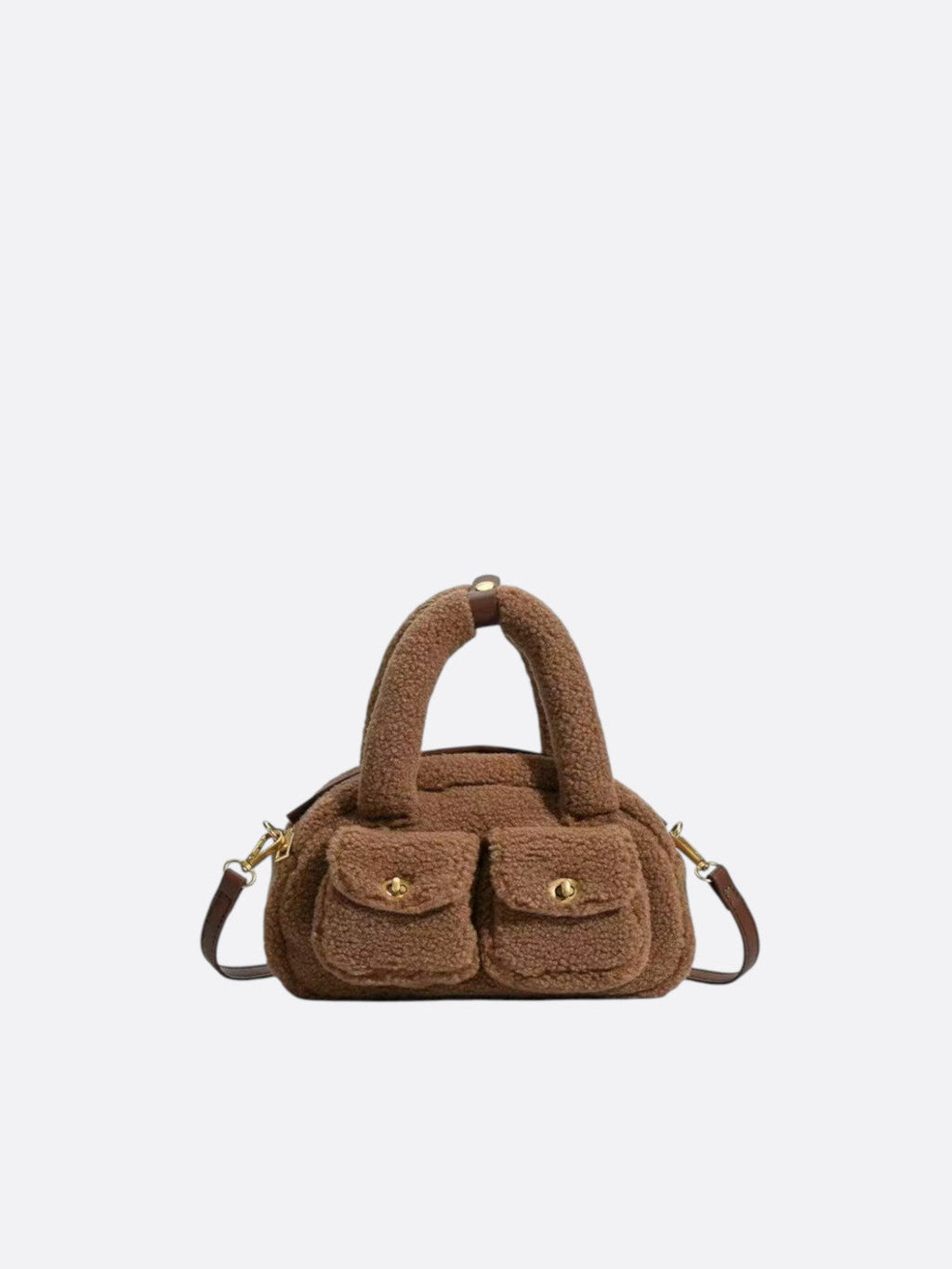Brown fluffy bowling bag
