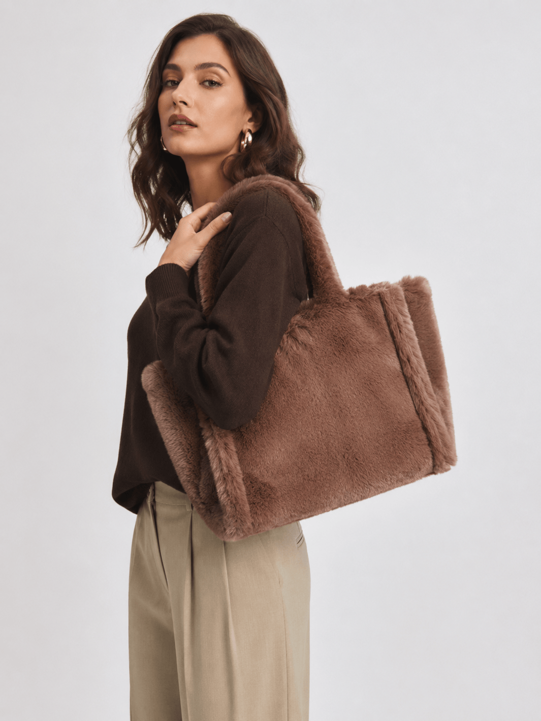 faux fur tote bag