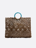Mesh and crochet tote bag