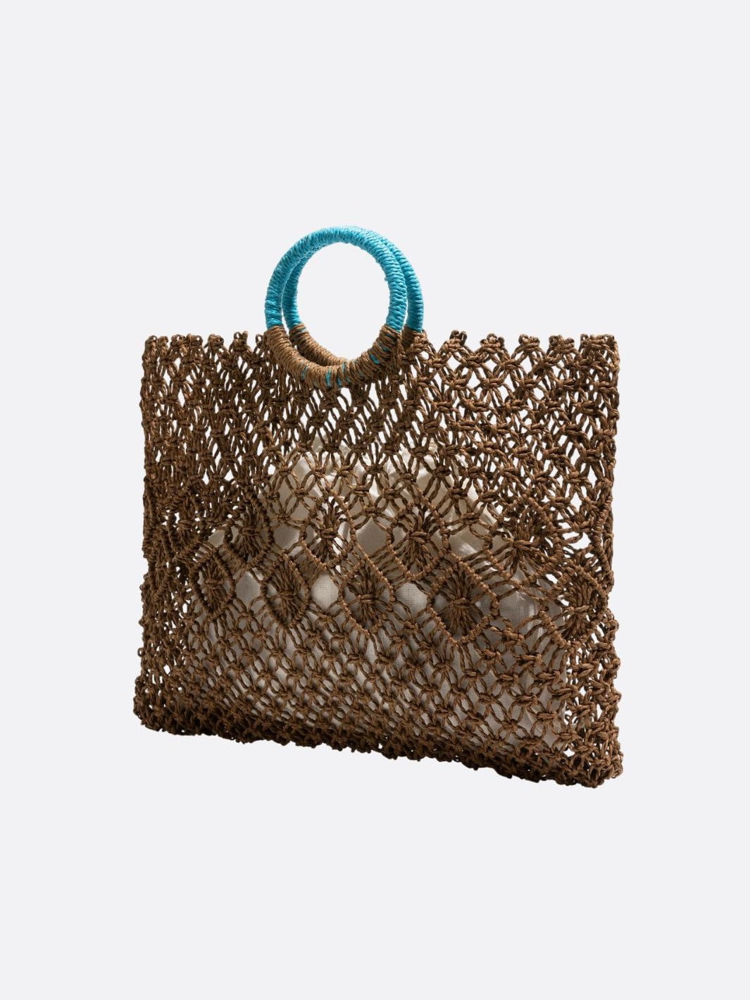 Mesh and crochet tote bag