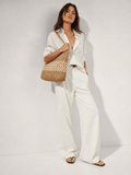 Straw Tote Bag with Closure
