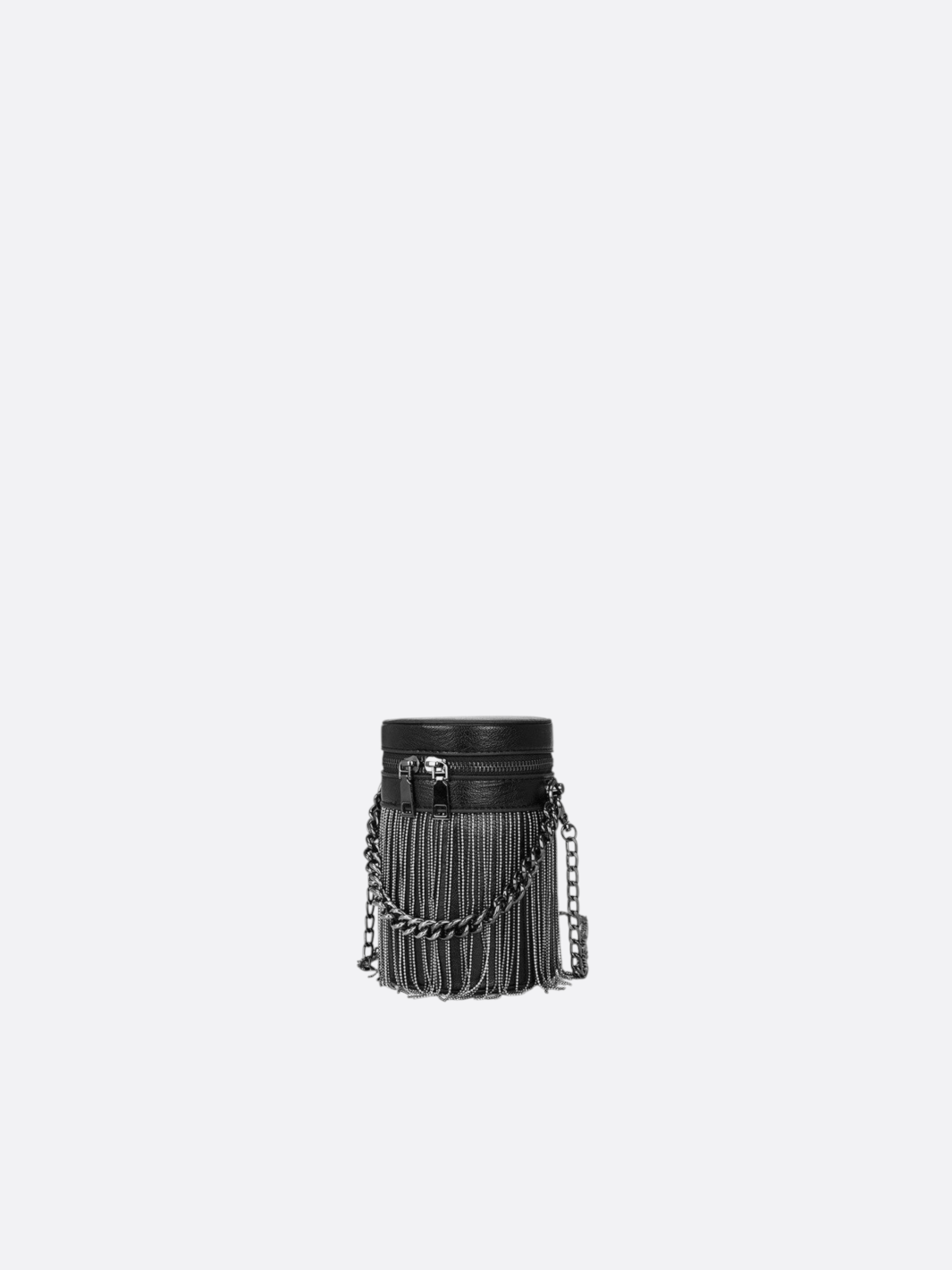 black leather cylinder bag