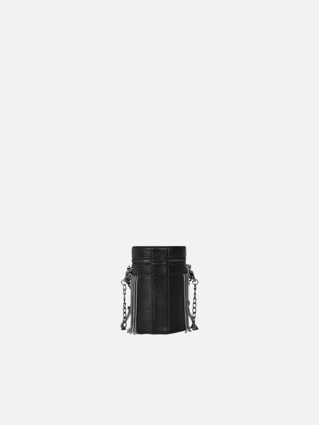 black leather cylinder bag
