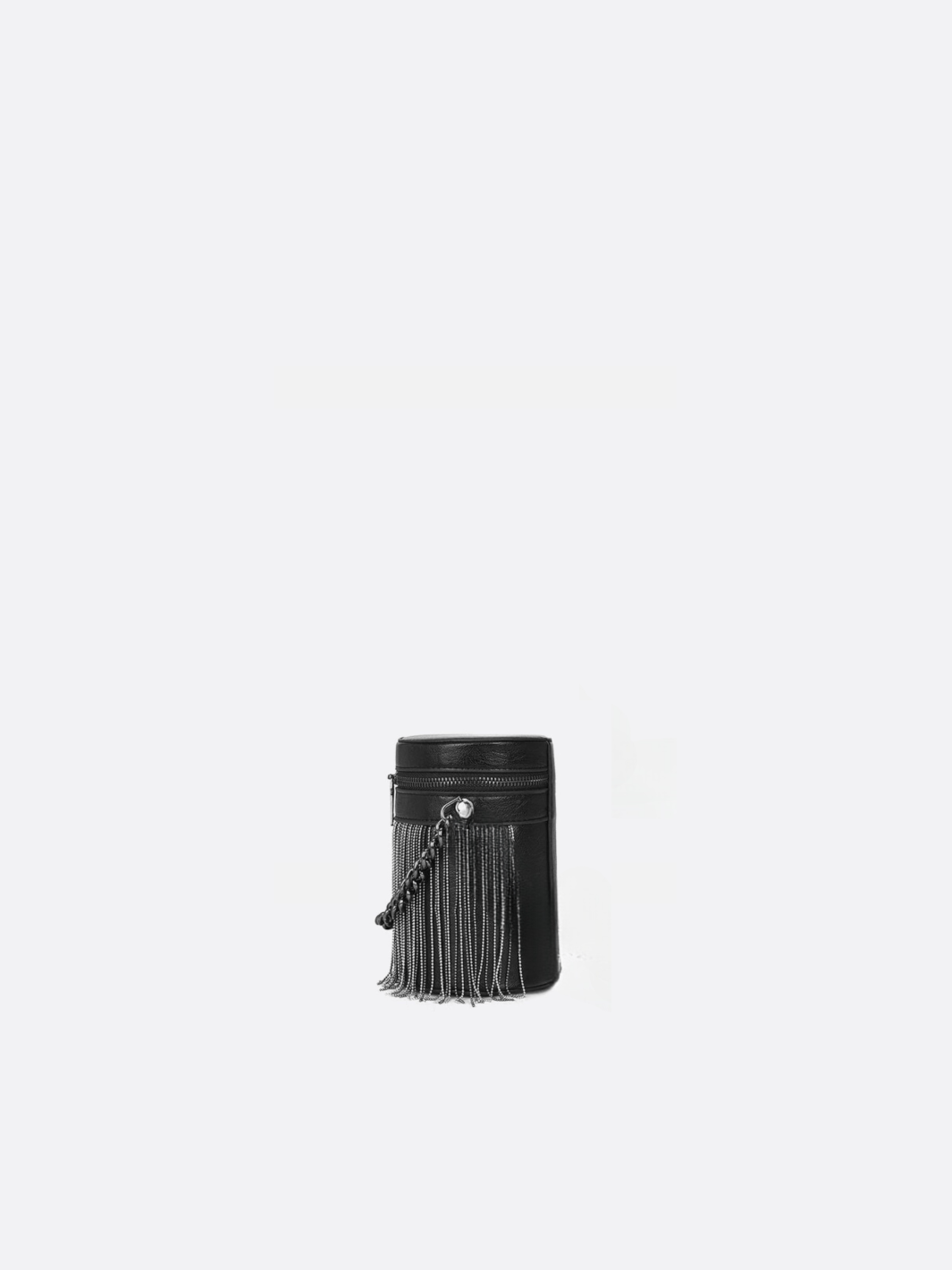 black leather cylinder bag