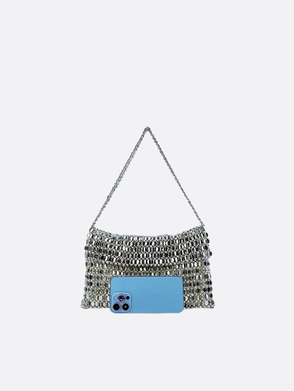 silver shoulder bag