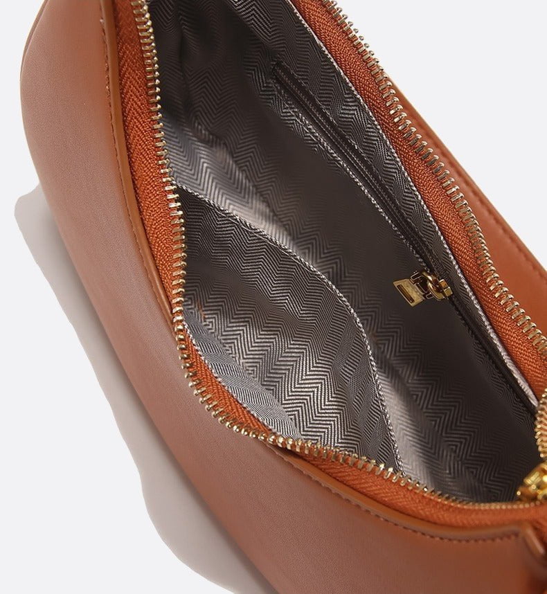 Half-moon leather shoulder bag